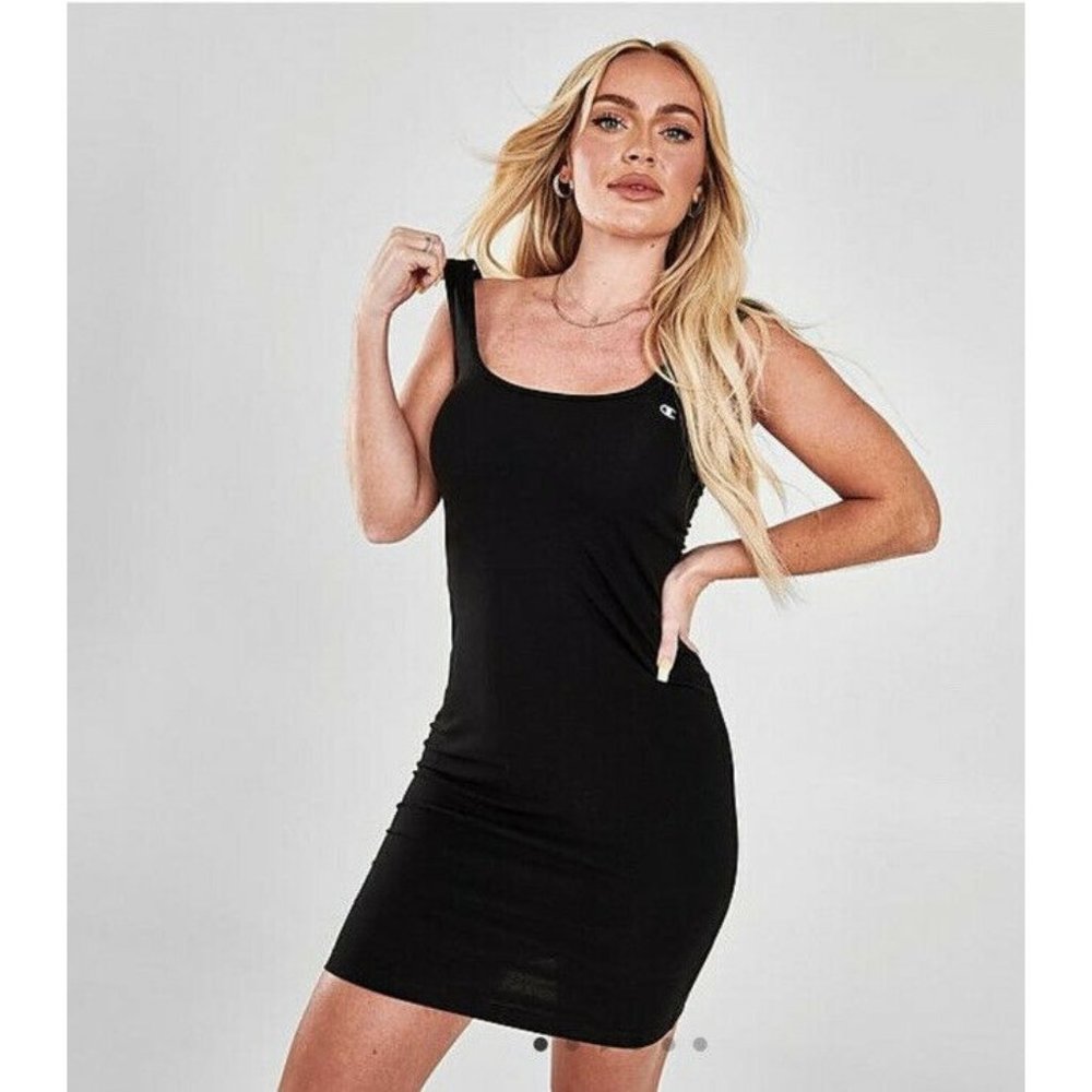 Champion Women's Everyday Blk Cami Tank Bodycon Fitted Dress NWT $50 Siz…